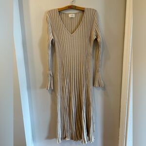 DISSH Beige Ribbed Knit maxi Dress